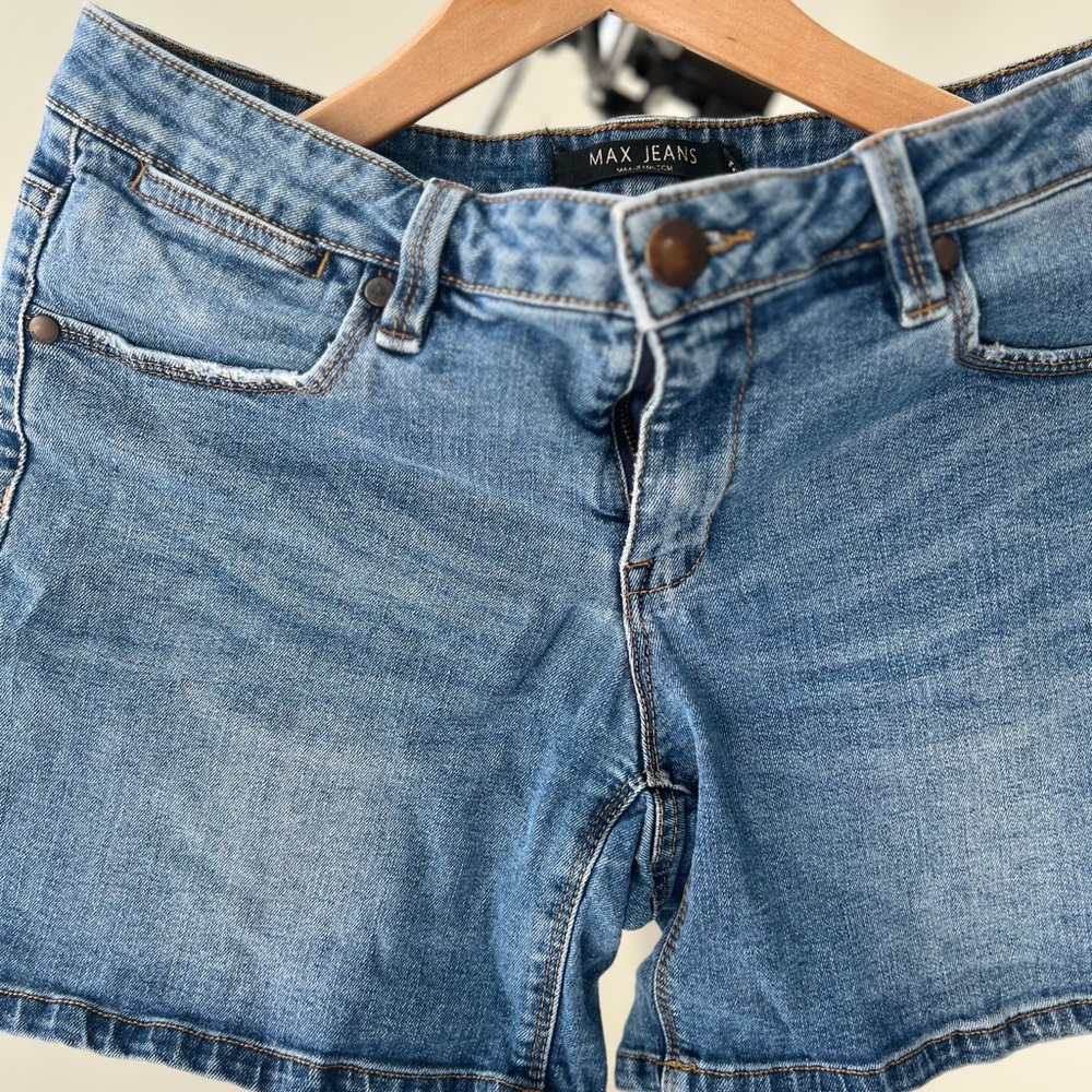Max Jeans Blue Jean Denim Cotton Spandex Short Shorts, 8